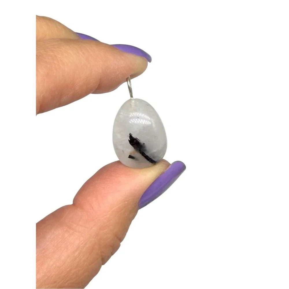 Rutilated Clear Quartz Necklace Pendant Black Tourmaline Rutile